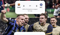 雷速APP:连场3-3，加时4-3，总分7-6！国米淘汰巴萨晋级欧冠决赛